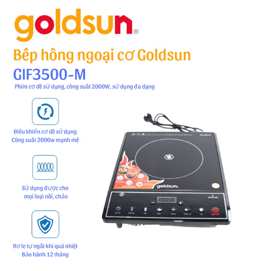 Bếp hồng ngoại đơn Goldsun GIF3500-M - Bếp điện không kén nồi , công suất lớn 2000 W