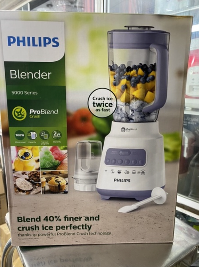 Máy xay sinh tố Philips Blender 5000 Series HR2222 cối thuỷ tinh - Hàng chính hãng