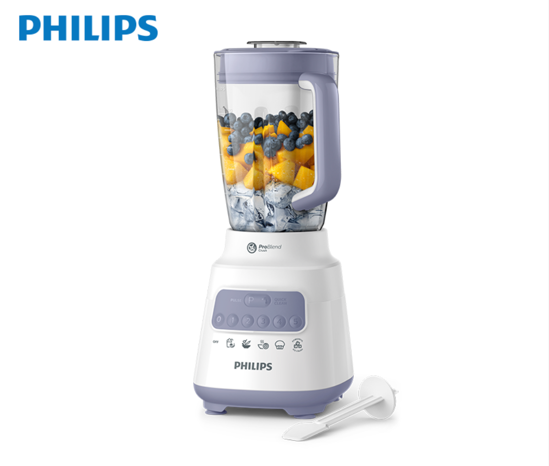 Máy xay sinh tố Philips Blender 5000 Series HR2222 cối thuỷ tinh - Hàng chính hãng