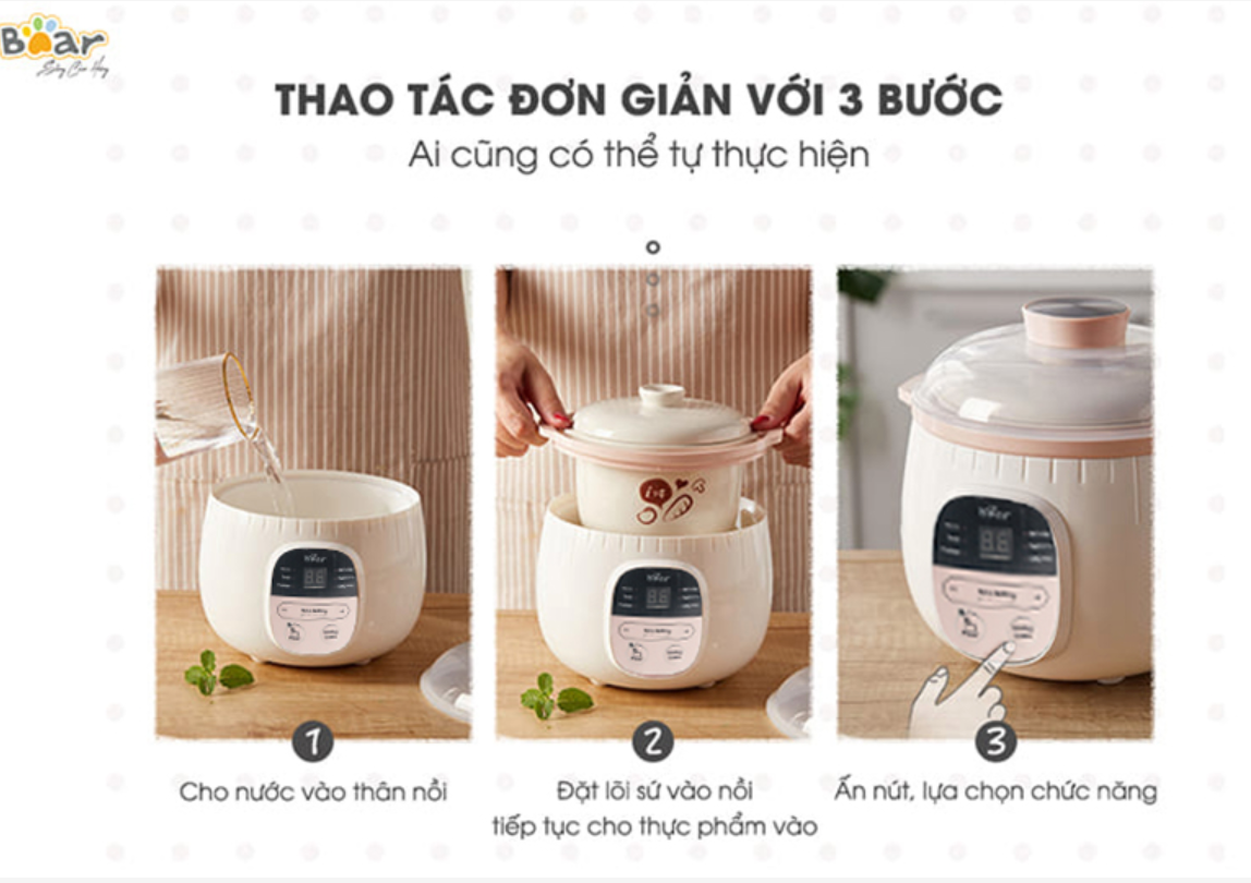 Nồi Nấu Chậm Bear 0.8L SUBE001