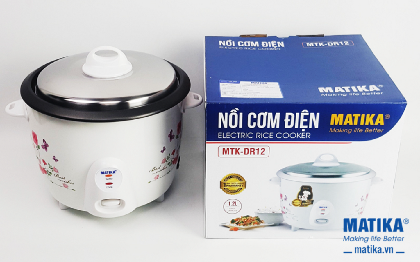 Nồi Cơm Điện Nắp Rời Matika 1.2L - MTK DR12