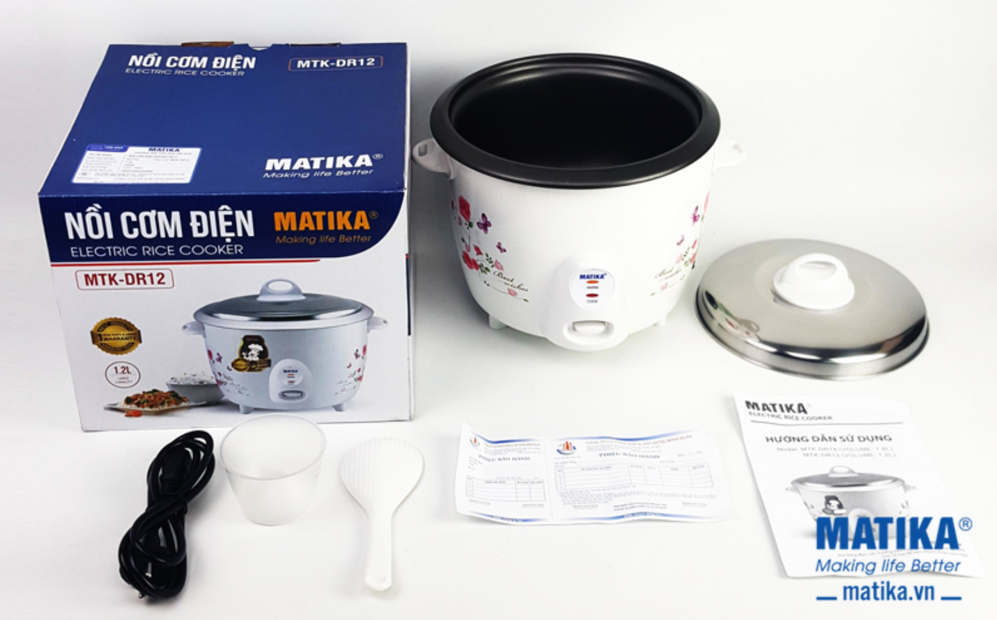 Nồi Cơm Điện Nắp Rời Matika 1.2L - MTK DR12