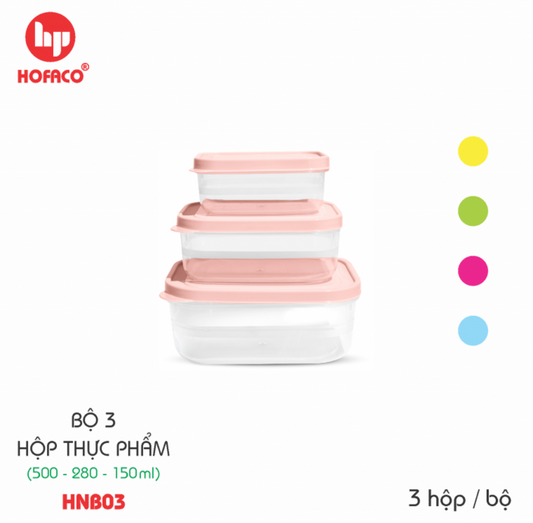 Bộ 3 Hộp Thực Phẩm HOFACO- HNB03