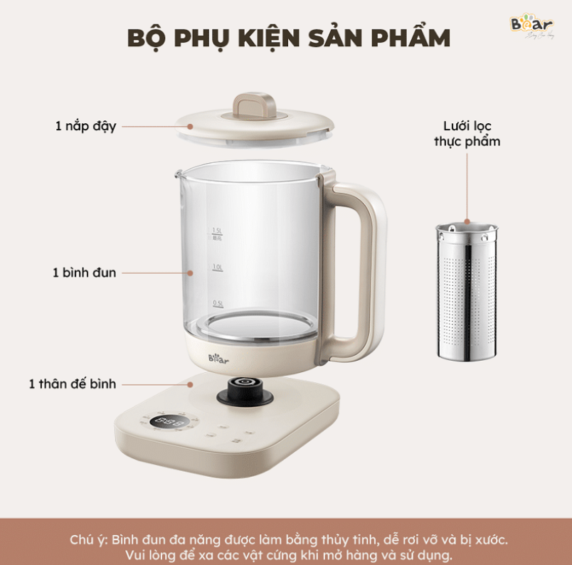 Bình Pha Trà Giữ Nhiệt Bear (1.5L) SB-PT15K