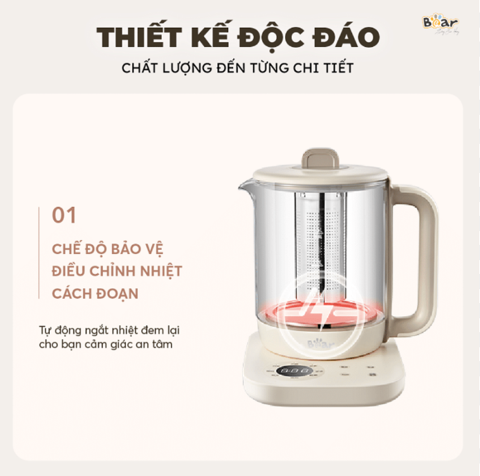 Bình Pha Trà Giữ Nhiệt Bear (1.5L) SB-PT15K