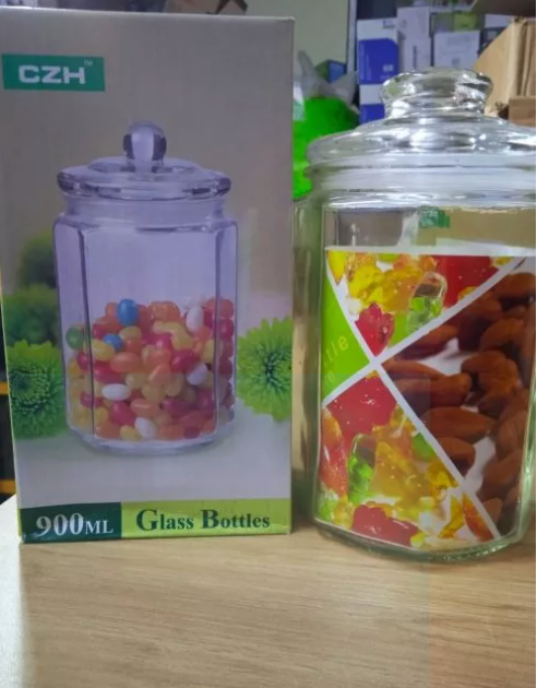 Lọ Đựng Gia Vị Bằng Thủy Tinh Có Gioăng Hình Lục Giác Cao Cấp Tiện Dụng 900ml