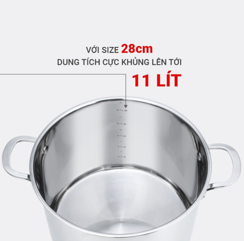 Nồi luộc gà inox 304 cao cấp 5 đáy Kalpen Size 28 thương hiệu từ Đức