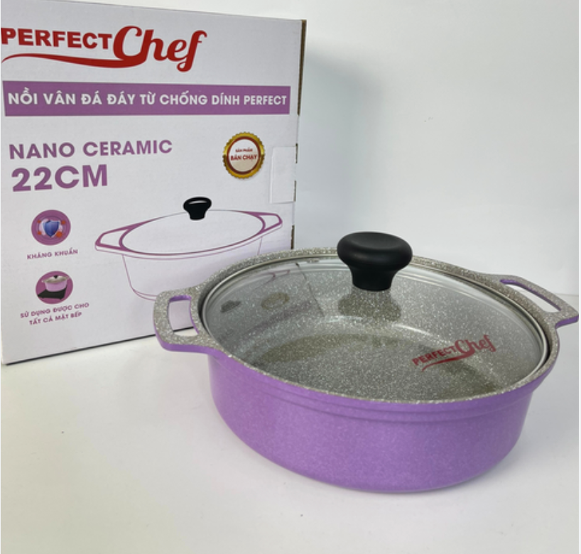 NỒI ĐÁ CHỐNG DÍNH NANO CERAMIC PERFECT CHEF SIZE 22