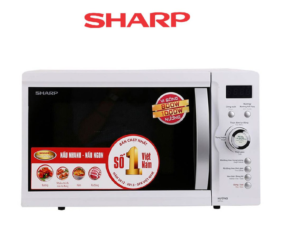 Lò Vi Sóng Có Nướng Điện Tử Sharp R-G371VN-W - 23 Lít - Hàng chính hãng