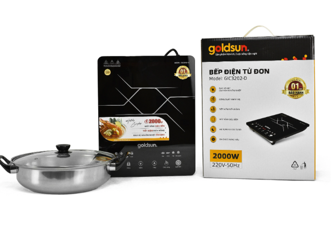 Bếp từ cảm ứng Goldsun GIC3202-D tặng kèm nồi lẩu